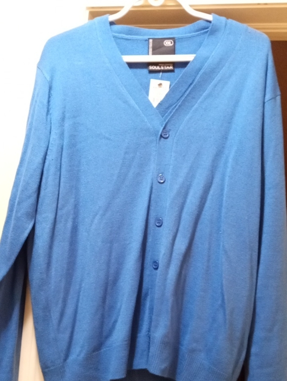 Men's Teal Blue V-Neck Button Cardigan
